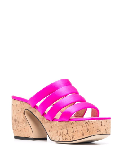 Shop Si Rossi Cork Platform Open-toe Sandals In Rosa
