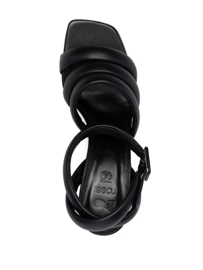 Shop Si Rossi Triple-strap Leather Sandals In Black