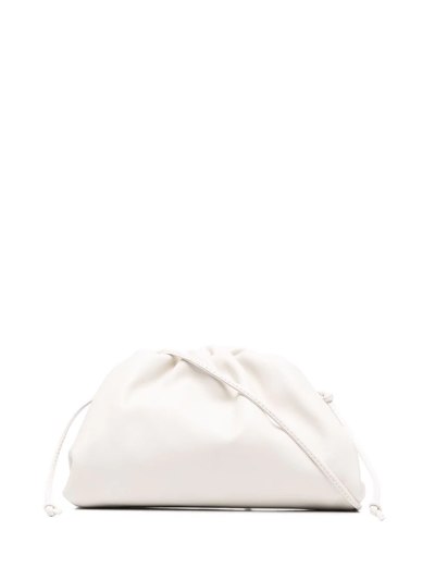 Shop Bottega Veneta Mini Leather Pouch Bag In White