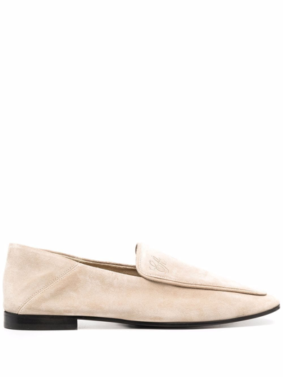 Shop Emporio Armani Suede-leather Loafers In Nude