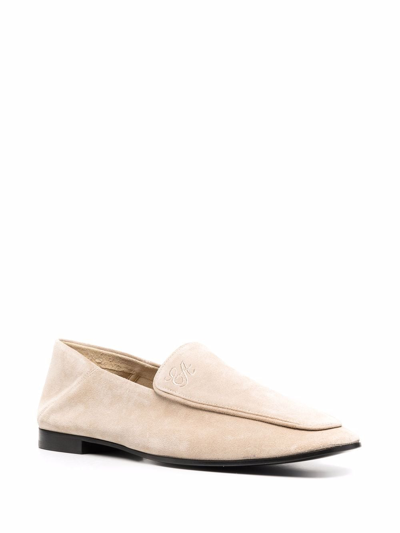 Shop Emporio Armani Suede-leather Loafers In Nude