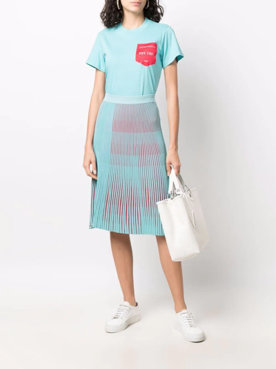 Emporio Armani Pleated Midi Skirt In Blau