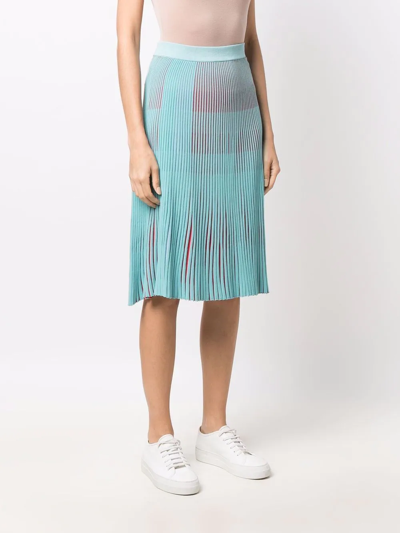 Emporio Armani Pleated Midi Skirt In Blau