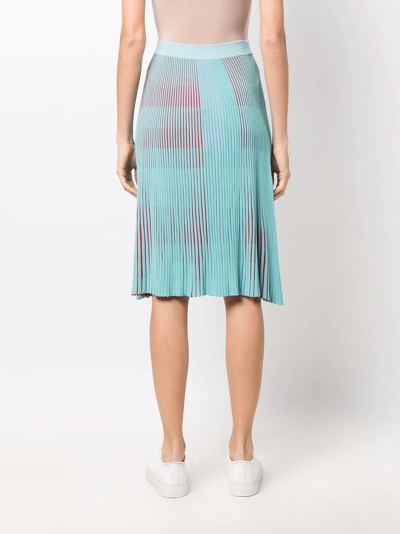 Emporio Armani Pleated Midi Skirt In Blau