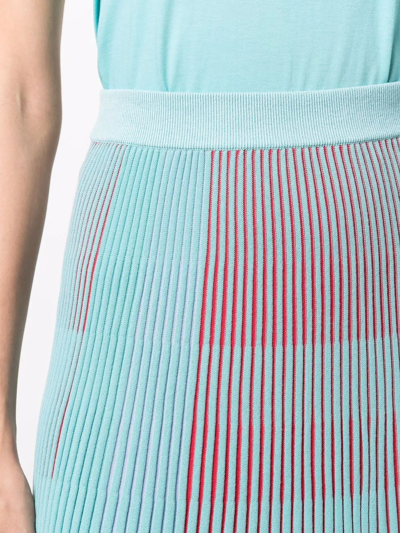 Emporio Armani Pleated Midi Skirt In Blau