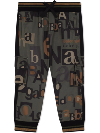 Shop Dolce & Gabbana Typeface Logo Cargo Trousers In Green