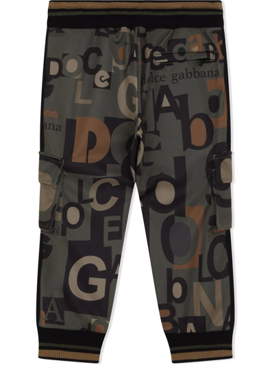 Shop Dolce & Gabbana Typeface Logo Cargo Trousers In Green