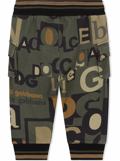 Dolce & Gabbana Jersey Jogging Pants With Logo Print In Green