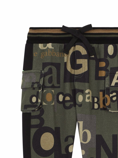 Dolce & Gabbana Jersey Jogging Pants With Logo Print In Green