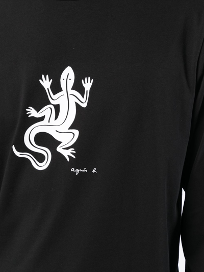 Shop Agnès B. Coulos Lizard-print T-shirt In Black