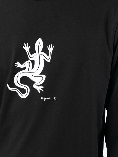 Agnès B. Coulos Lizard-print T-shirt In Black