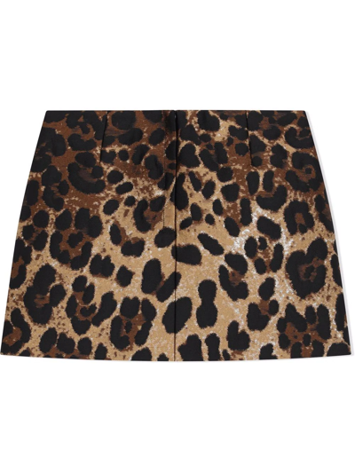 Dolce & Gabbana Short Leopard-design Jacquard Skirt In Brown