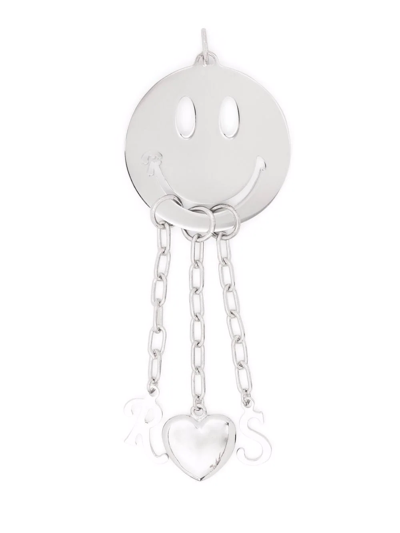 Raf Simons Smiley Face Sterling Silver Pendant In Silver
