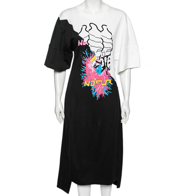 Pre-owned Stella Mccartney Monochrome Cotton Printed Sweatshirt Dress M In Black