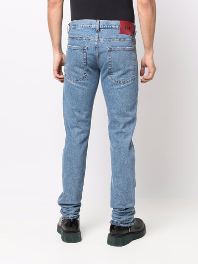 Shop 424 Sliim Fit Denim Jeans In Blue
