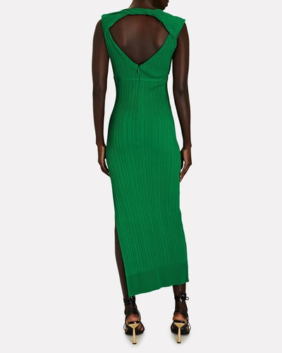 Shop Aknvas Sevrine Cut-out Rib Knit Midi Dress In Green