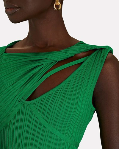 Shop Aknvas Sevrine Cut-out Rib Knit Midi Dress In Green