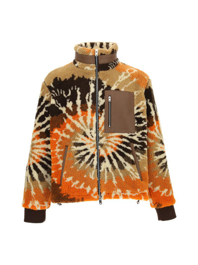 Shop Amiri Jackets In Orange / Black-polar Fleece