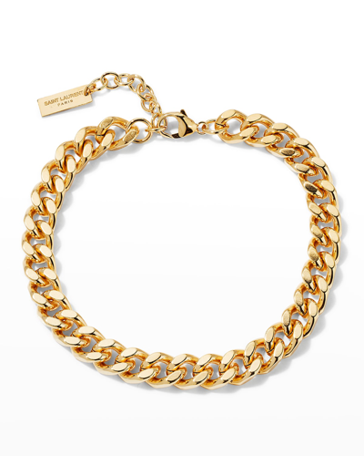Shop Saint Laurent Medium Curb Chain Bracelet In Oro