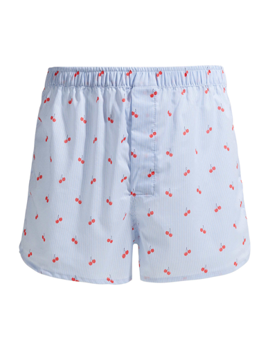 Shop Derek Rose Men's Nelson 84 Cherry-print Cotton Boxer Shorts In Blue