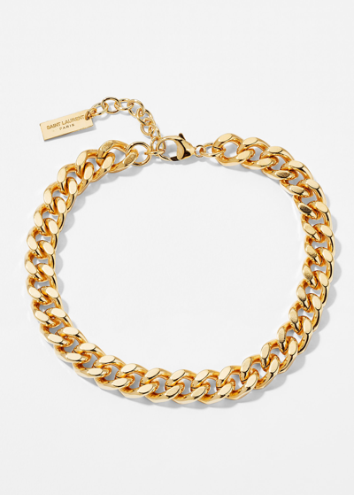 Shop Saint Laurent Medium Curb Chain Bracelet In Oro