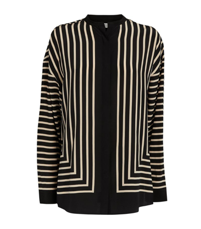 Shop Totême Silk Striped Blouse In Black