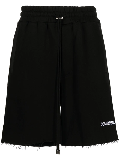 Shop Domrebel Embroidered-logo Shorts In Black