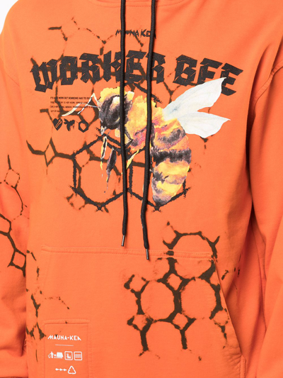 Mauna Kea Workers Bee Print Hoodie In Orange
