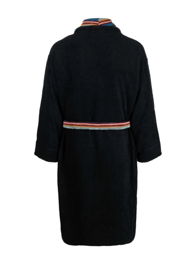 Paul Smith Stripe-lapels Cotton-towelling Dressing Gown In Blue