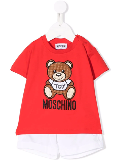 Shop Moschino Logo-print Short Set In Red