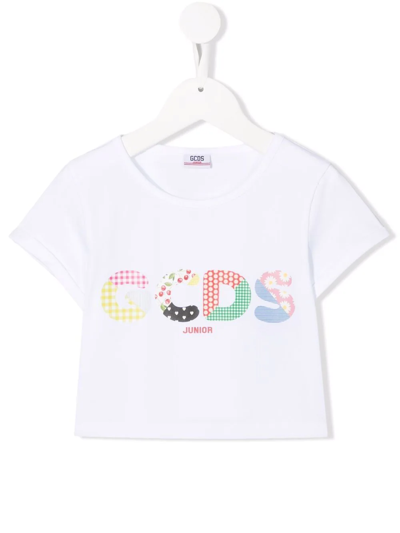 Shop Gcds Cropped Logo-print T-shirt In White