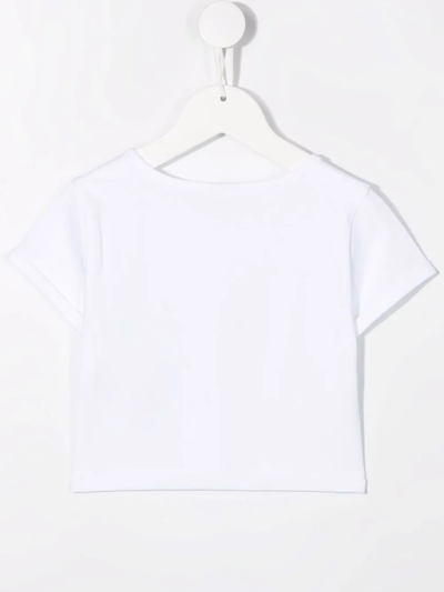 Shop Gcds Cropped Logo-print T-shirt In White