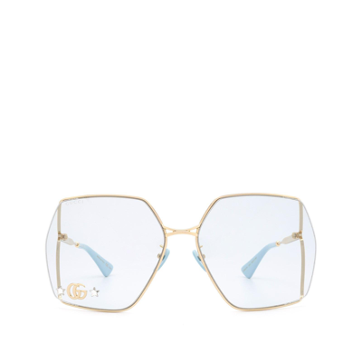 Shop Gucci Gg0817s Gold Female Sunglasses