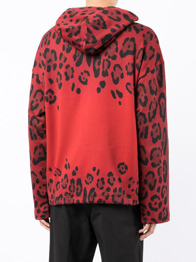 Shop Dolce & Gabbana Leopard-print Hoodie In Red