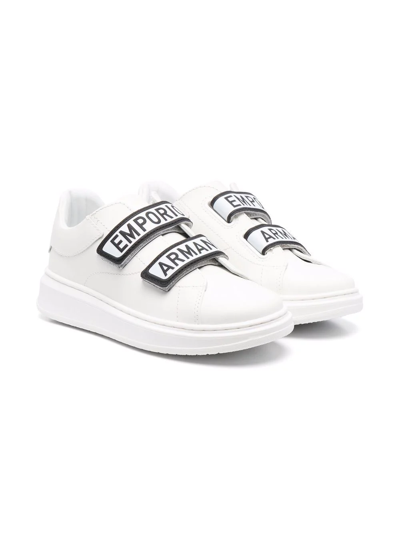 Shop Emporio Armani Logo Touch-strap Sneakers In White