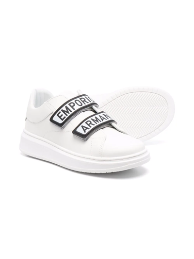 Shop Emporio Armani Logo Touch-strap Sneakers In White