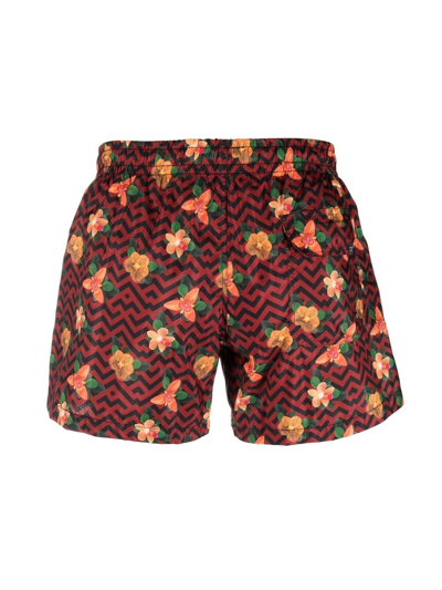 Shop Antonella Rizza Floral-print Swim Shorts In Red