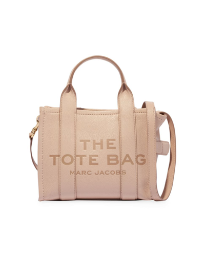 Shop Marc Jacobs Mini Traveler Leather Tote In Rose Dust