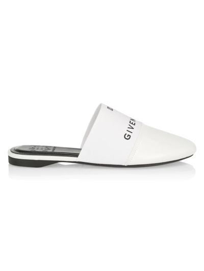 Shop Givenchy Bedford 4g Flat Leather Mules In White
