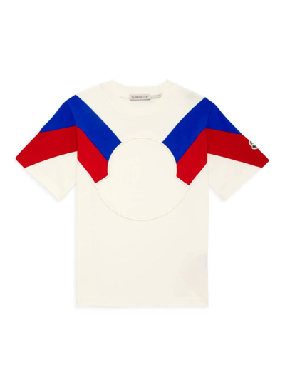 Shop Moncler Little Boy's & Boy's Striped Logo T-shirt In Natural