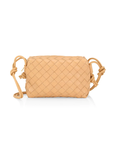 Shop Bottega Veneta Women's Mini Loop Intrecciato Bag In Almond Gold