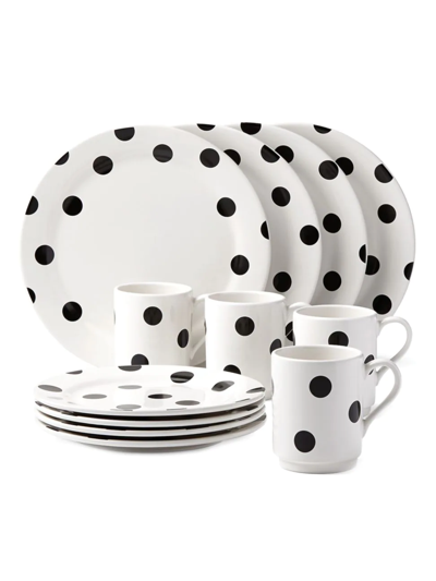 Shop Kate Spade Deco Dot 12-piece Dinnerware Set In White