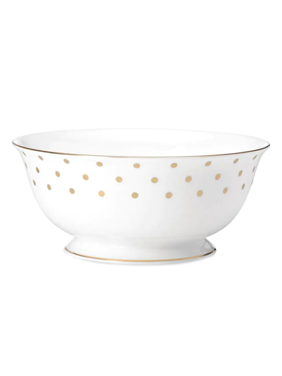 Shop Kate Spade Larabee Road Gold Large Serving Bowl In White