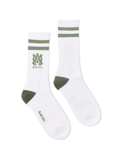 Shop Amiri Ma Striped Socks In Green