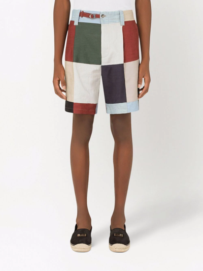 Shop Dolce & Gabbana Colour-block Tailored Shorts In White