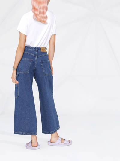 Shop Kenzo Wide-leg Cropped Jeans In Blue