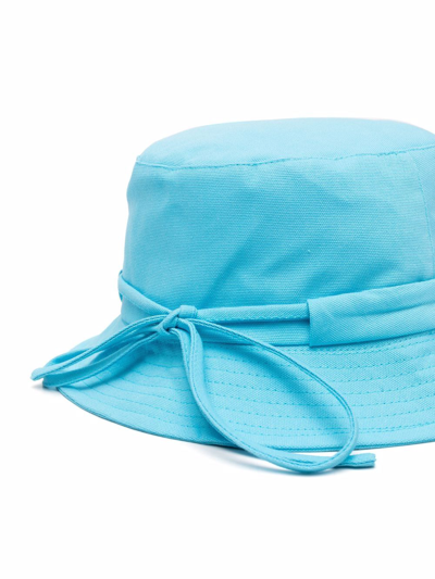 Shop Jacquemus Logo-plaque Bucket Hat In Blue