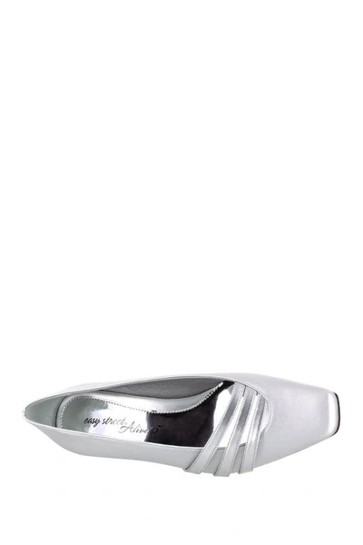 Easy Street Entice Womens Faux Leather Square Toe Dress Pumps In Silver Satin