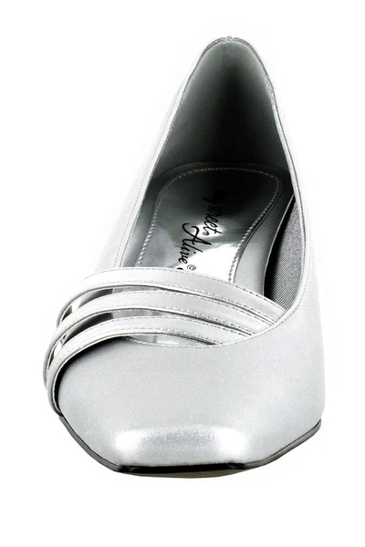 Shop Easy Street Entice Block Heel Pump In Silver Satin