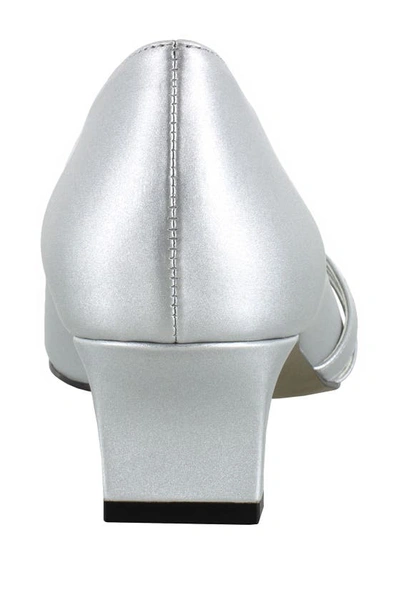 Easy Street Entice Womens Faux Leather Square Toe Dress Pumps In Silver Satin